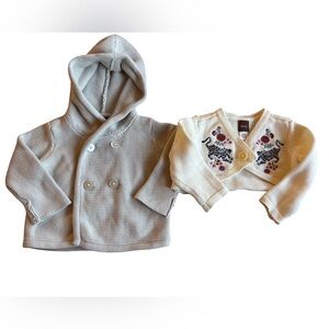 Tea Collection Hooded Knit and Cream Kids Cotton Sweater Set 3-6 months